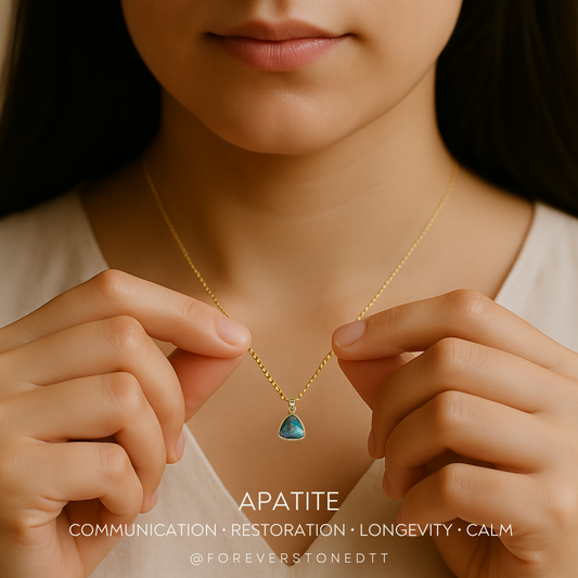 Apatite Mini Faceted Pyramid Pendant Necklace
