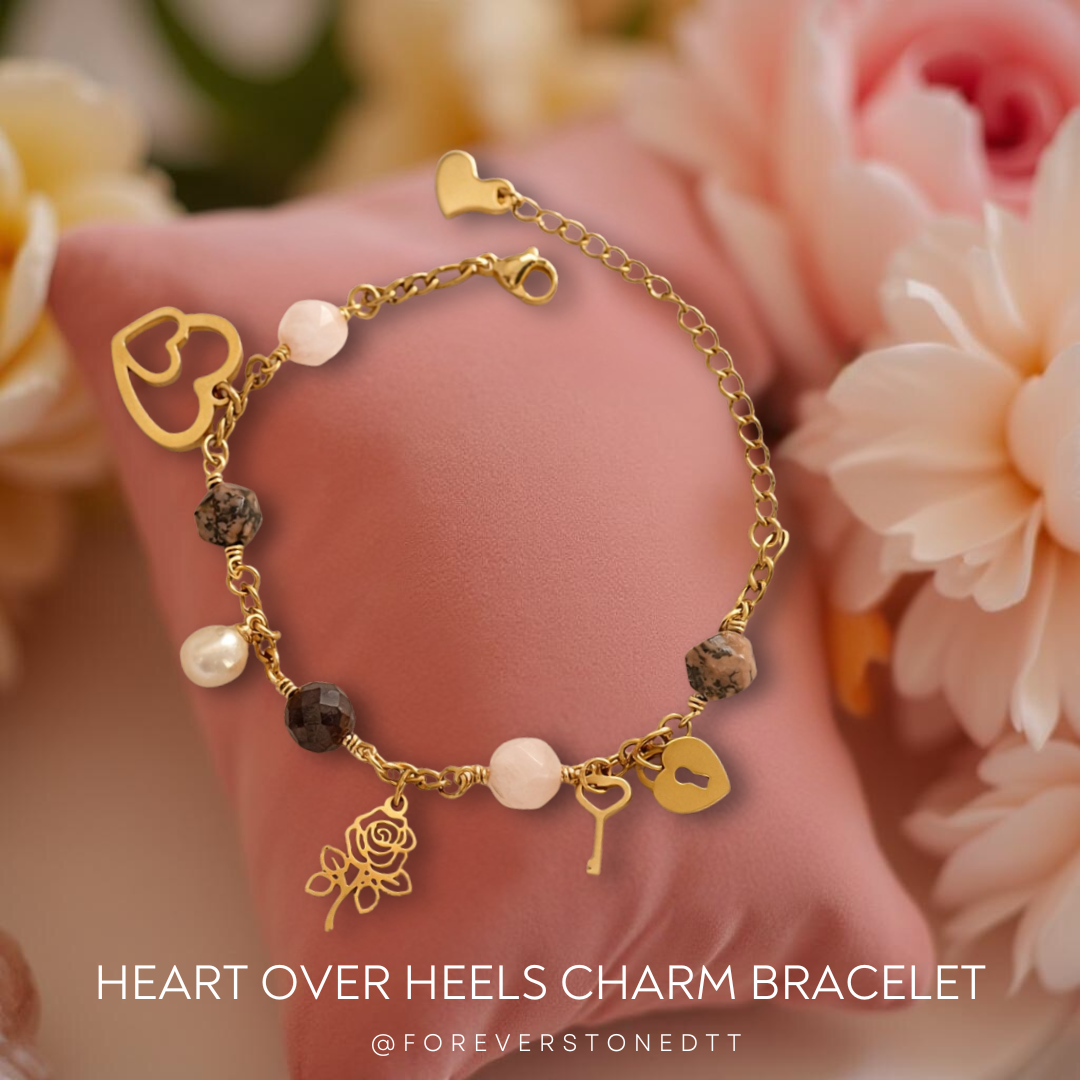 Heart Over Heels Stainless Steel Charm Bracelet