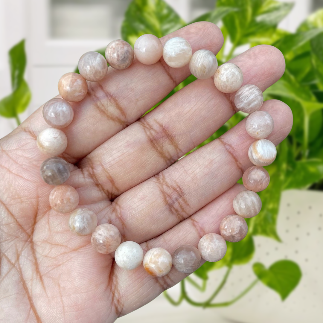 Peach Moonstone Gemstone Bracelet