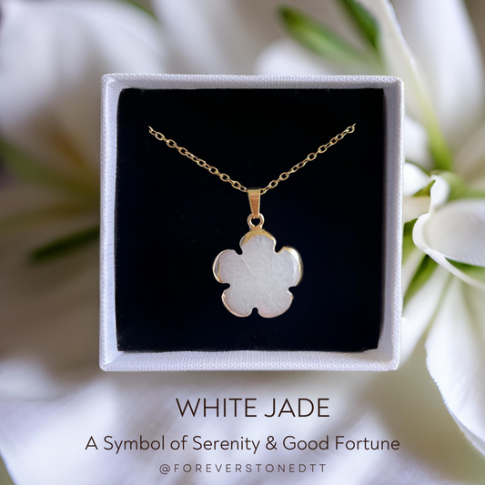White Jade Five-Leaf Clover Pendant Necklace