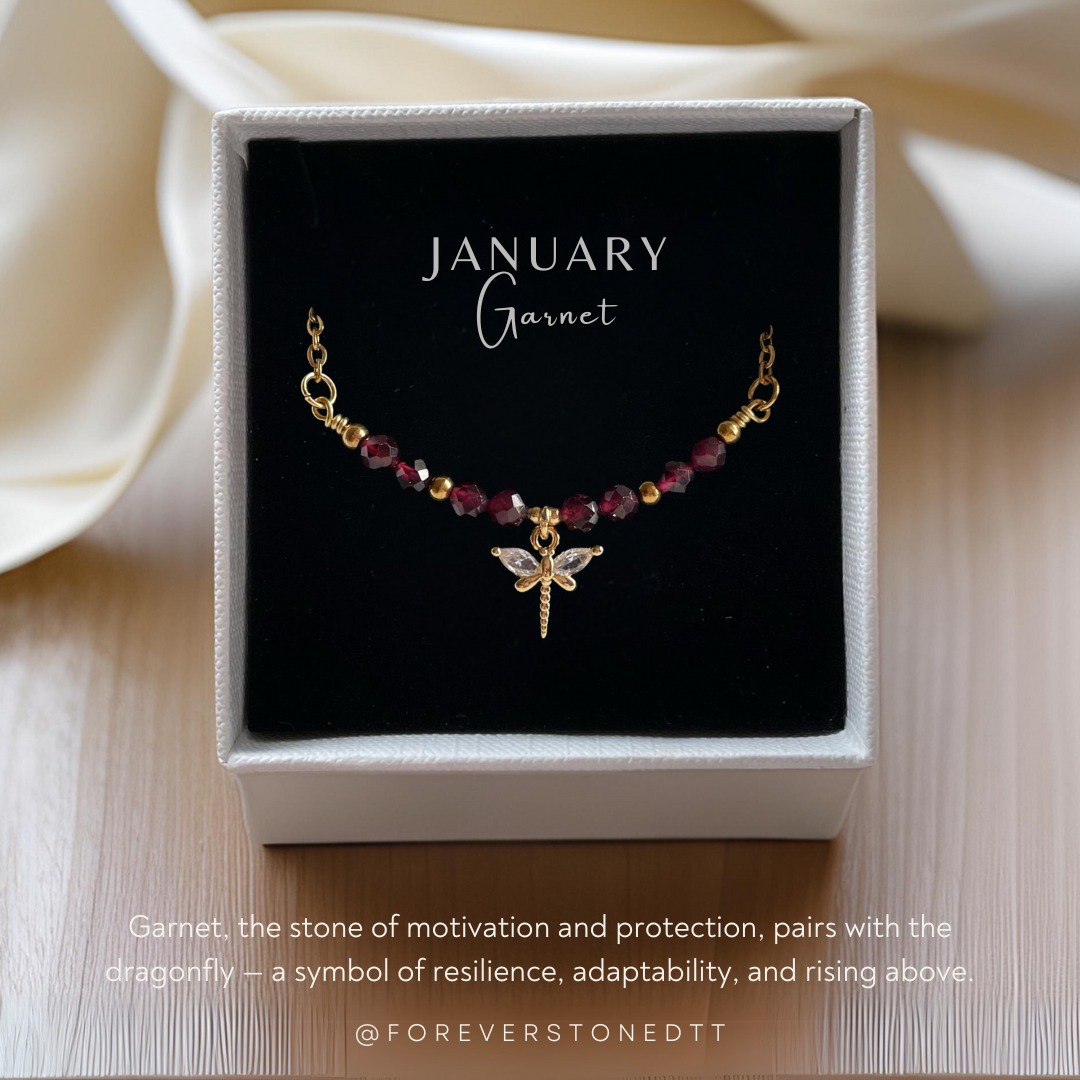 Garnet Minimalist Birthstone Bracelet