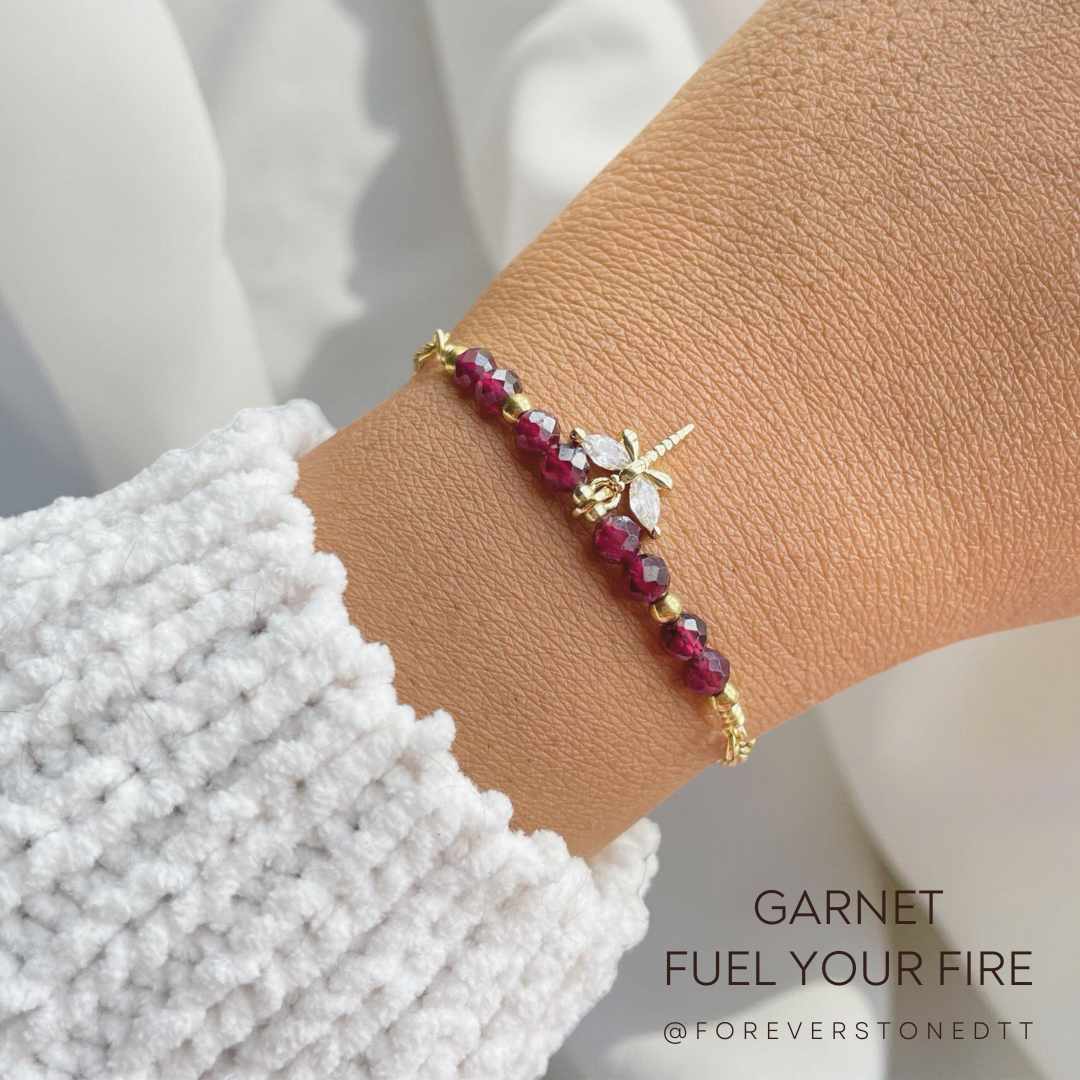 Garnet Minimalist Birthstone Bracelet