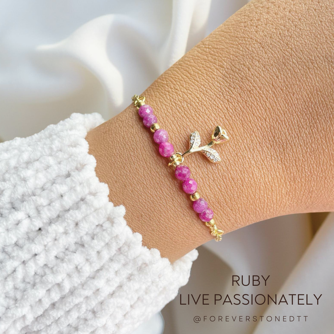 Ruby Minimalist Birthstone Bracelet