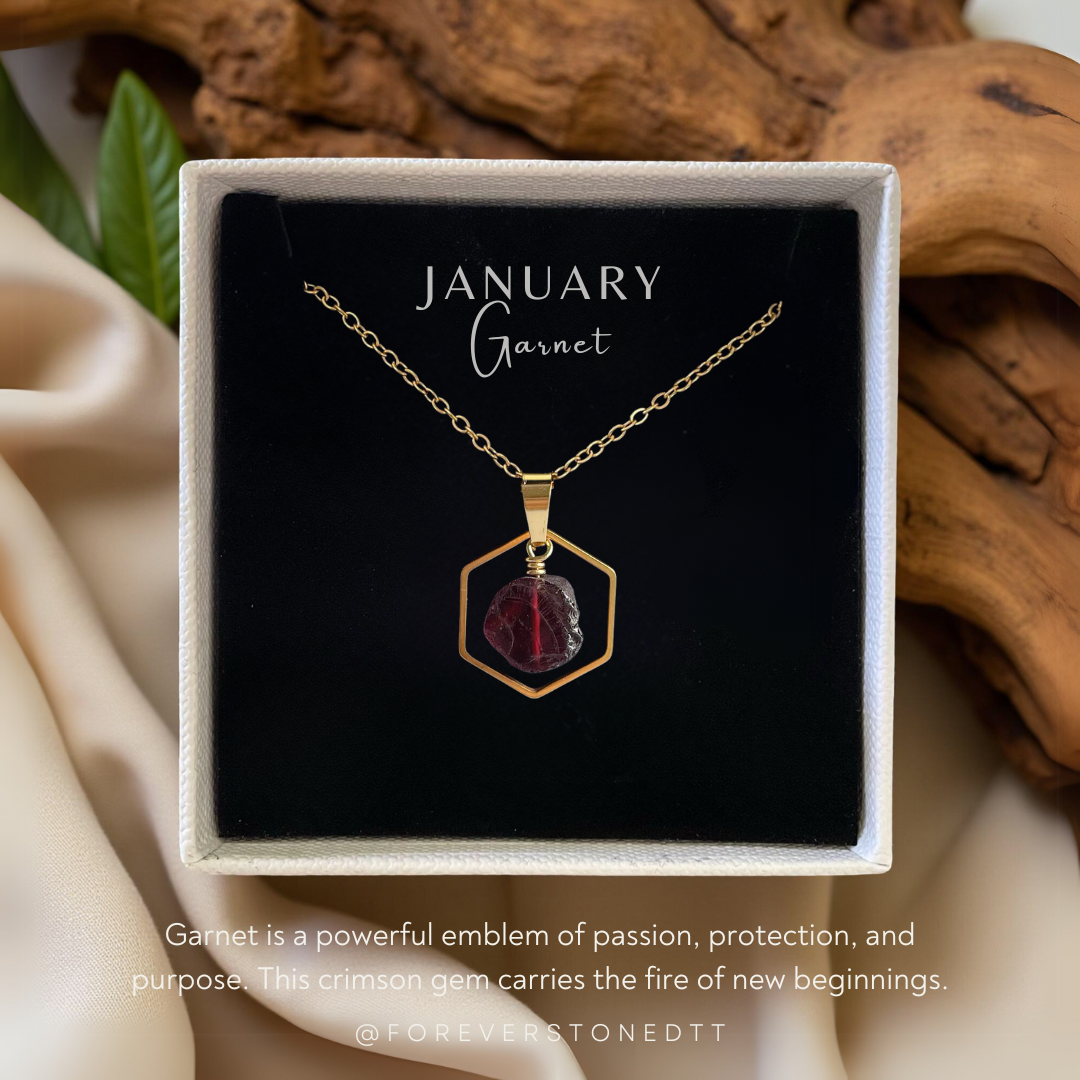 Garnet HexaCharm Pendant Necklace