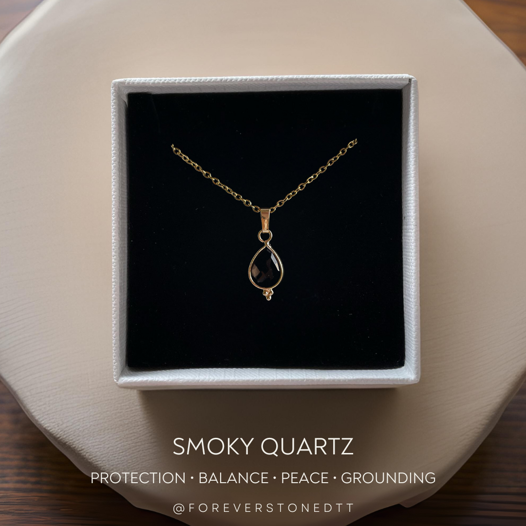 Smoky Quartz Mini Teardrop Pendant Necklace