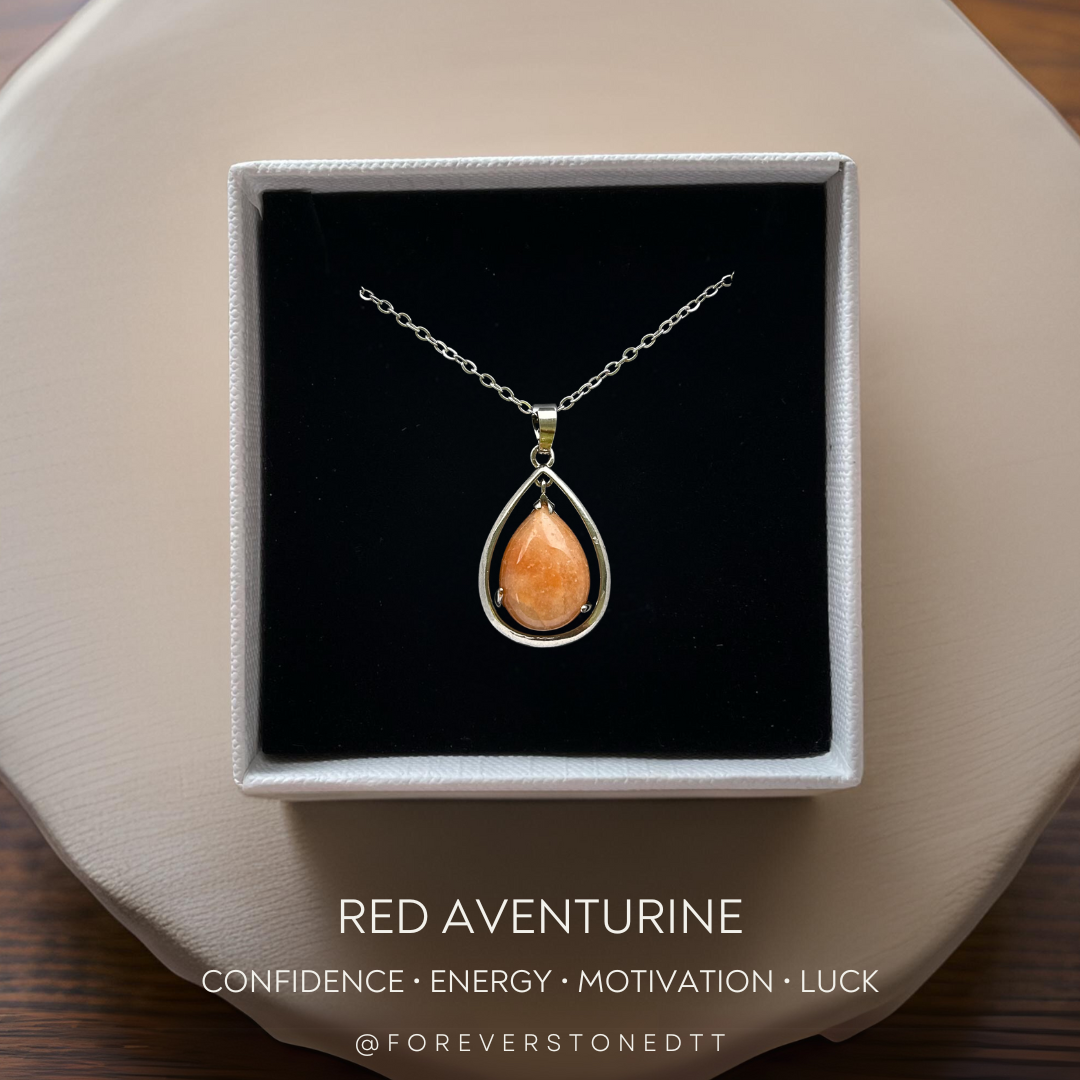 Red Aventurine Double Teardrop Pendant Necklace