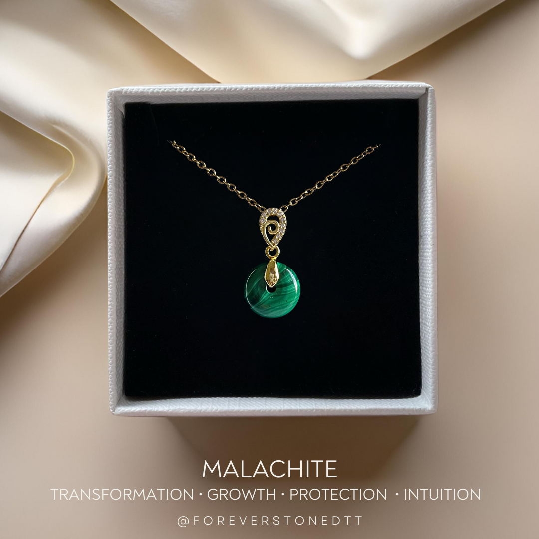 Malachite Mini Donut Pendant Necklace - The Gilded Circle Collection