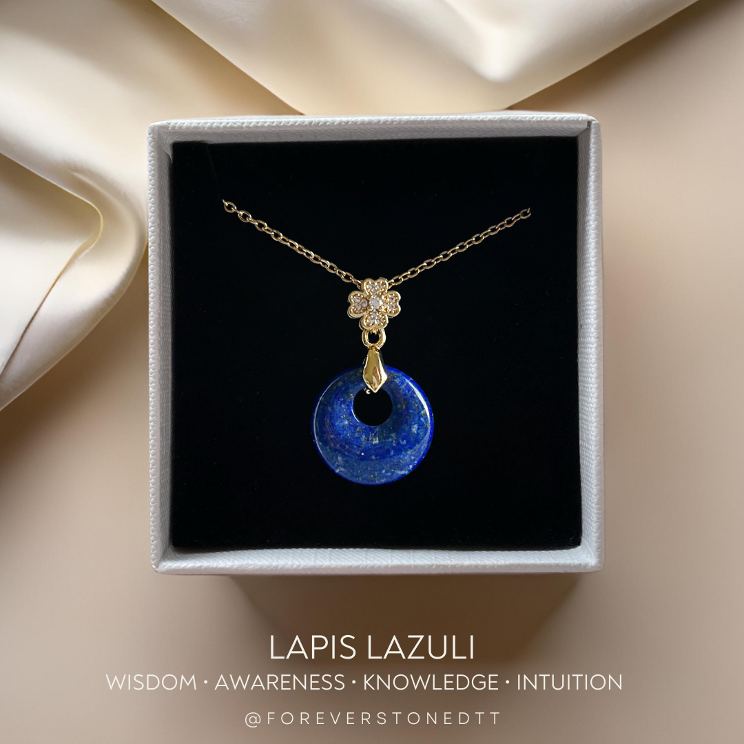 Lapis Lazuli Mini Donut Pendant Necklace- The Gilded Circle Collection