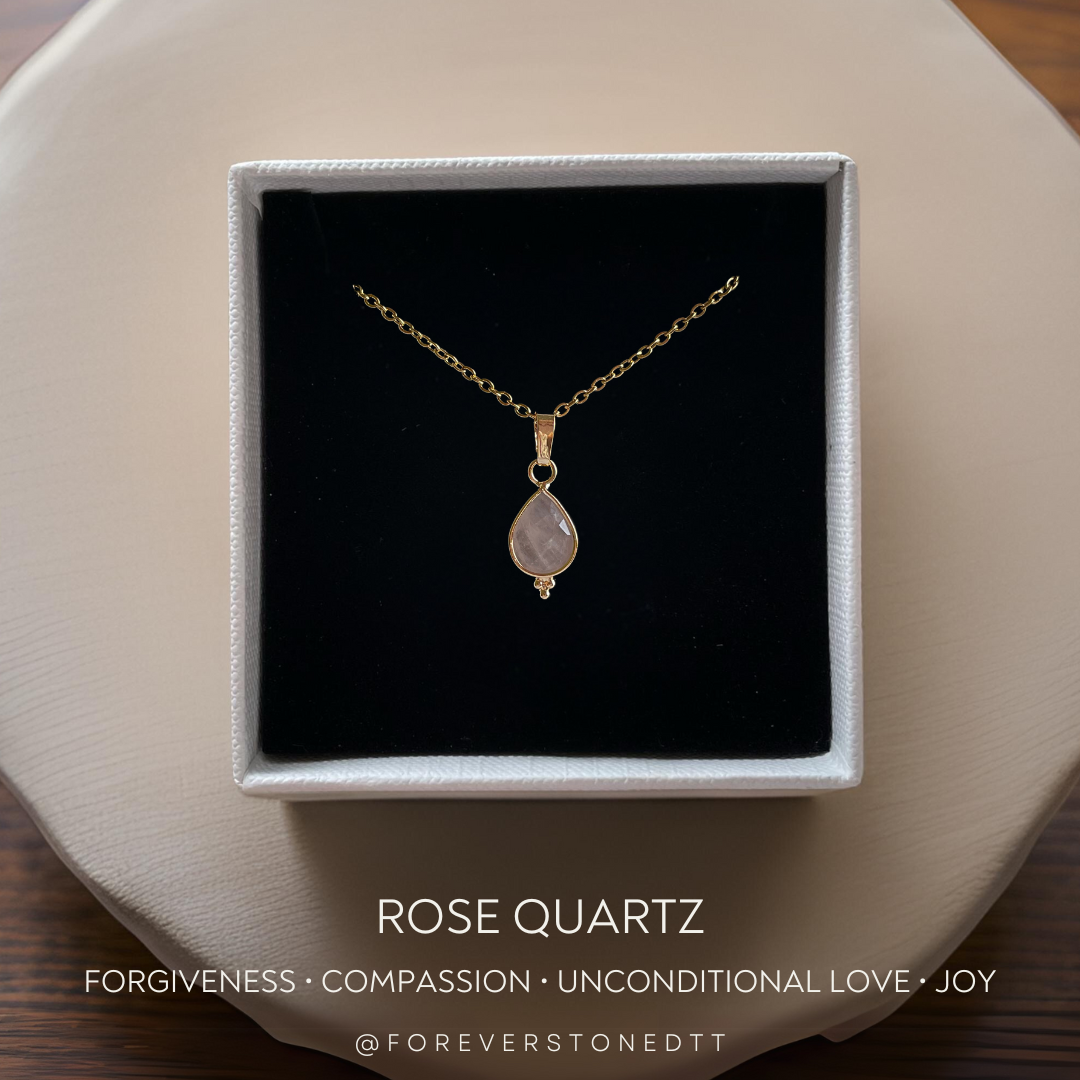 Rose Quartz Mini Teardrop Pendant Necklace