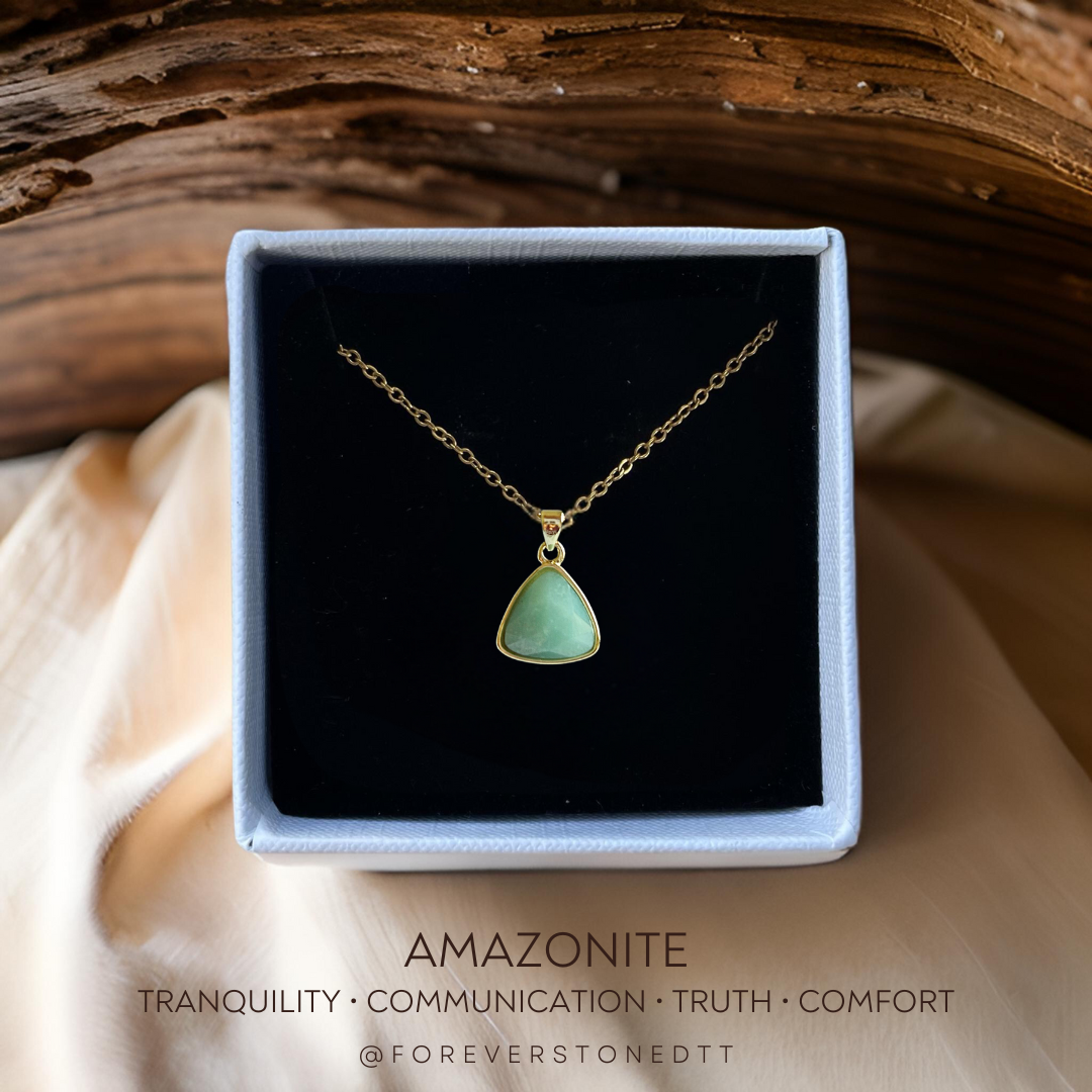 Amazonite Mini Faceted Pyramid Pendant Necklace