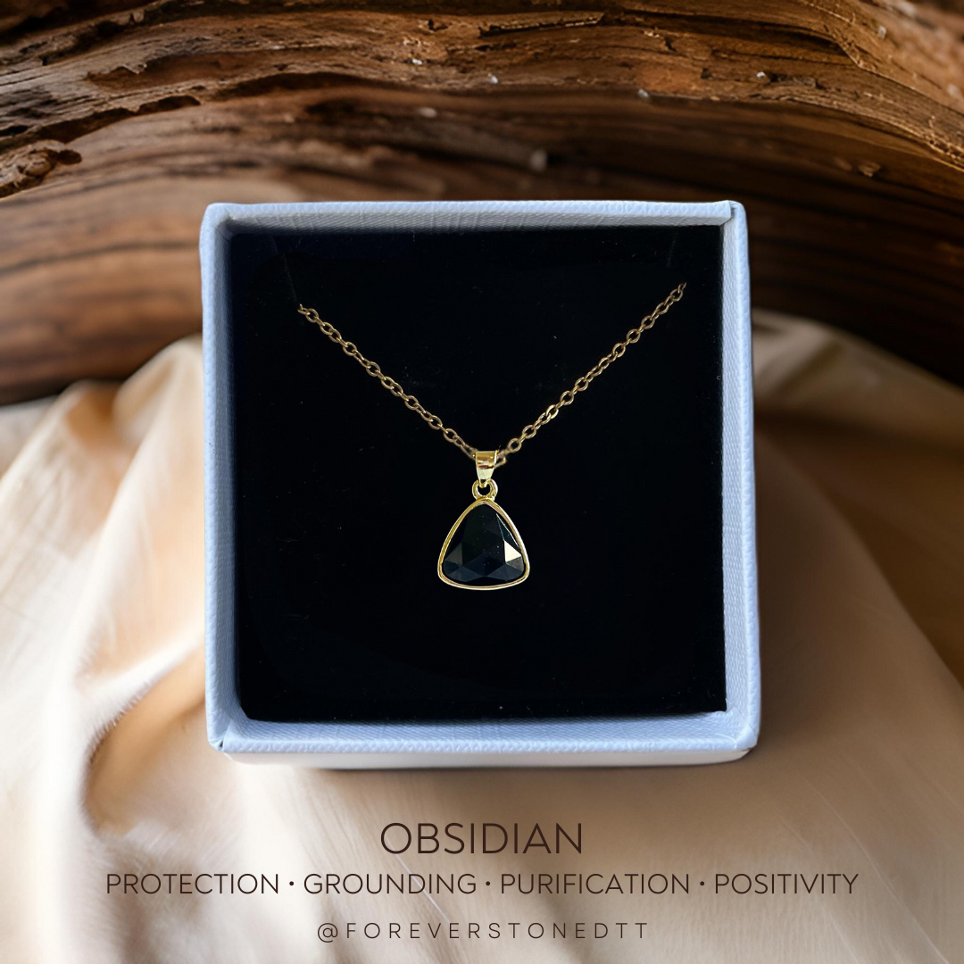 Obsidian Mini Faceted Pyramid Pendant Necklace