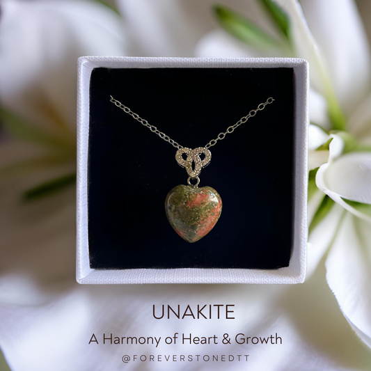 Unakite Mini Heart Pendant Necklace