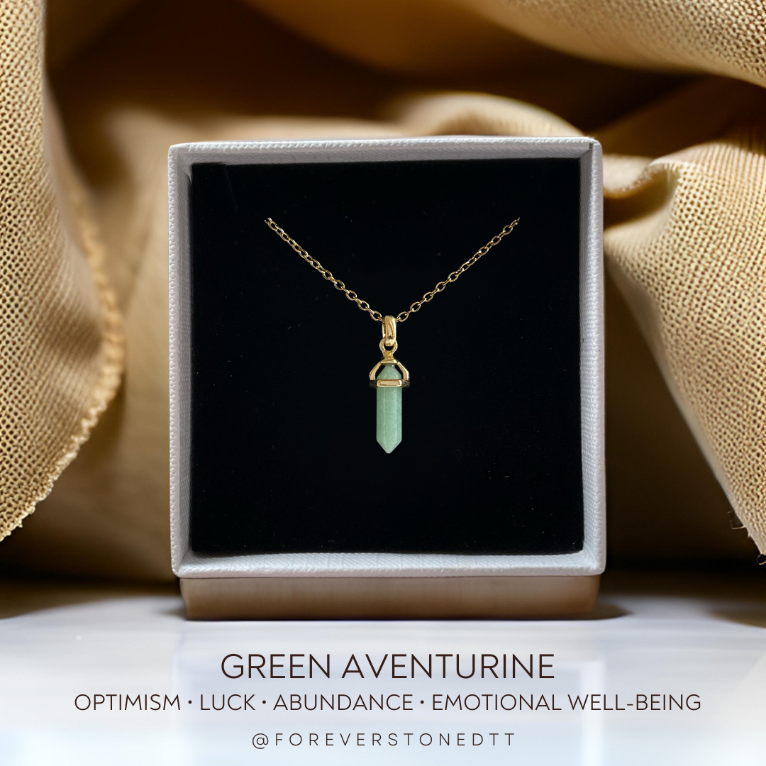 Green Aventurine Mini Axis Pillar Pendant Necklace