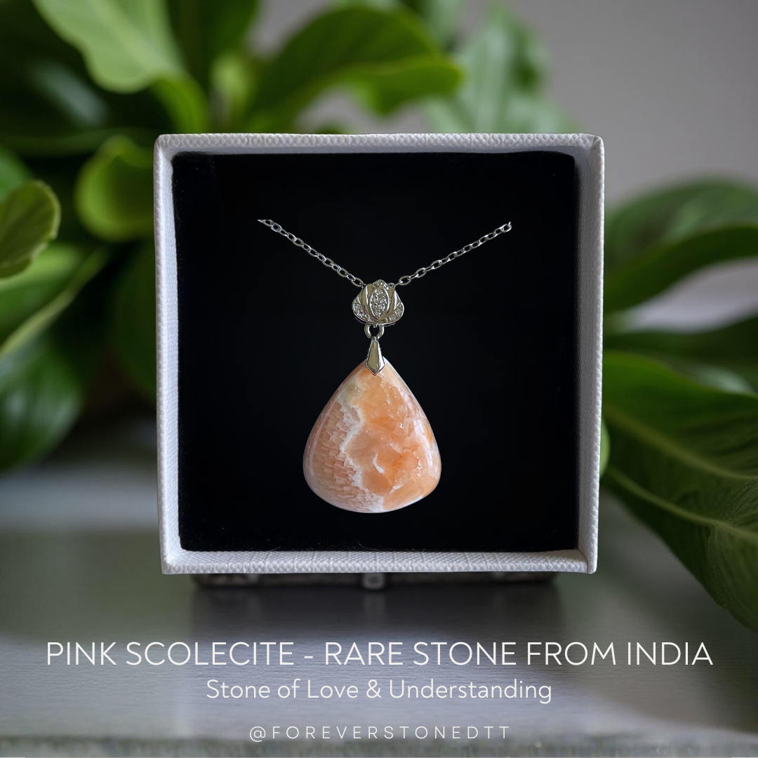 Pink Scolecite Pendant - Rare Gem from India