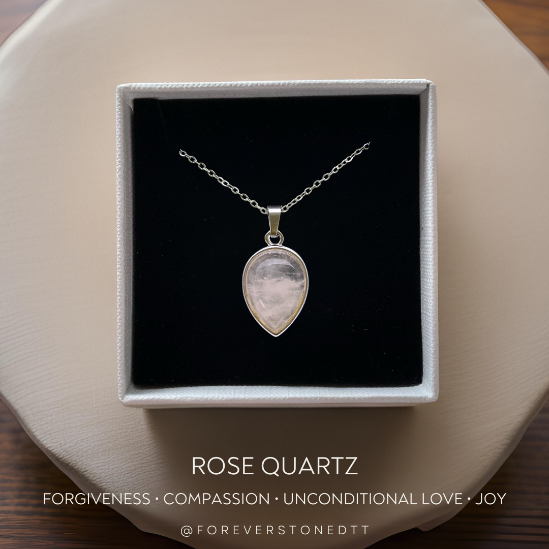 Rose Quartz Droplet Pendant Necklace