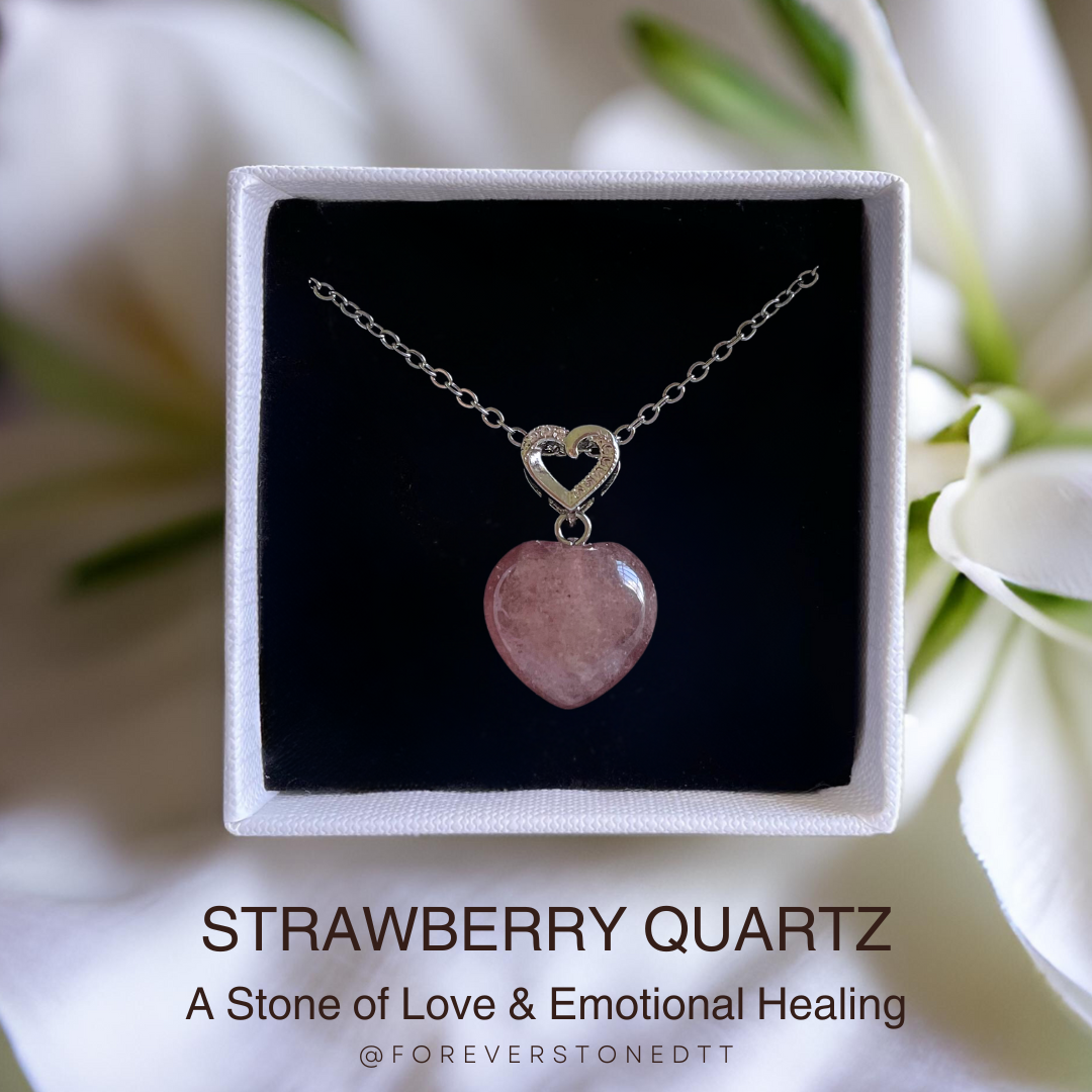 Strawberry Quartz Mini Heart Pendant Necklace