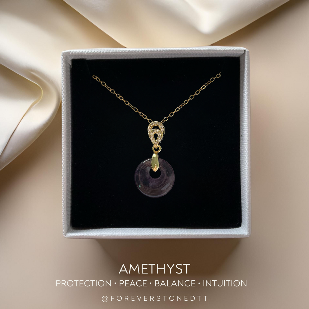 Amethyst Mini Donut Pendant Necklace - The Gilded Circle Collection