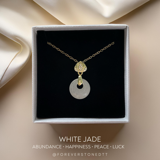 White Jade Mini Donut Pendant Necklace