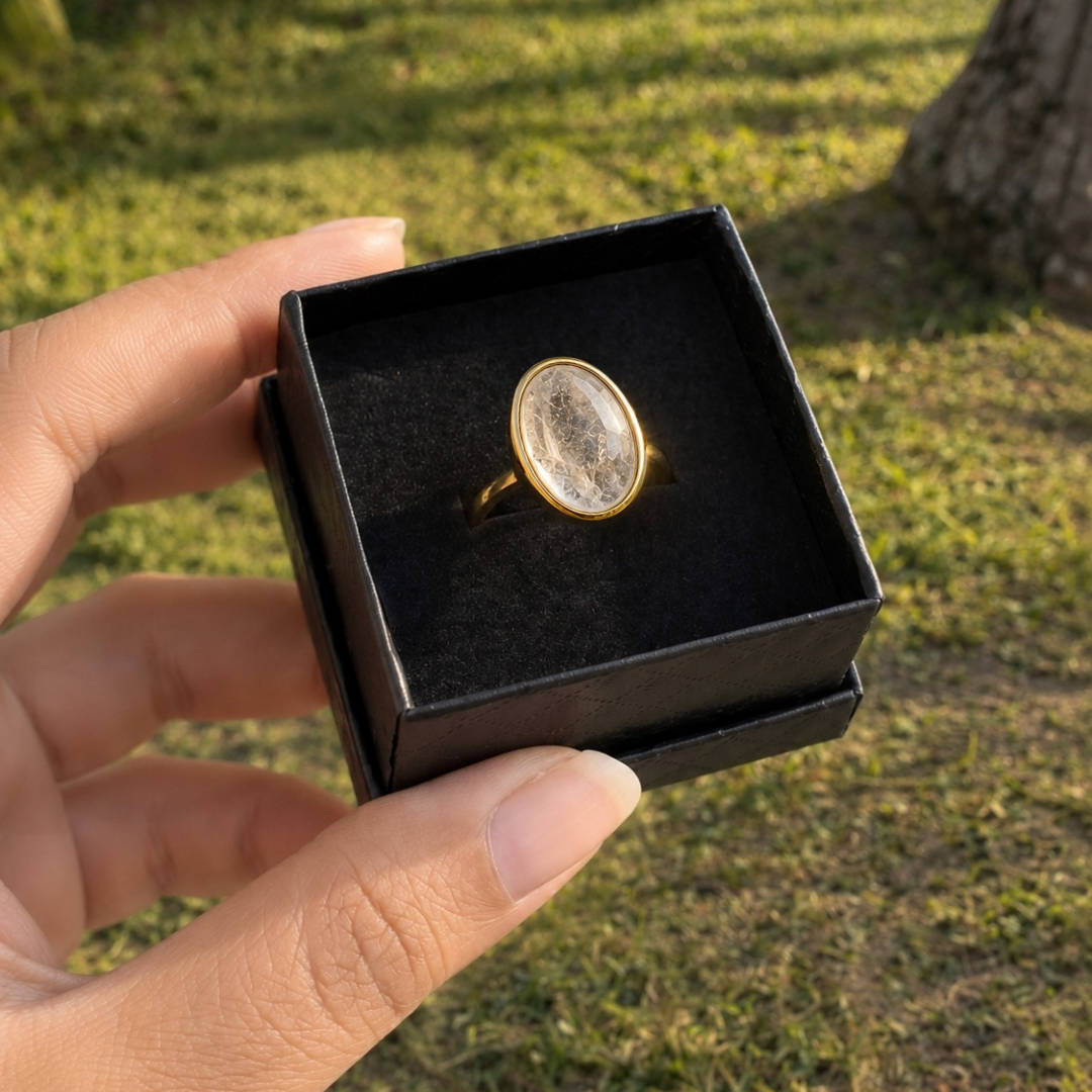 Clear Quartz Aura Ring – Clarity & Manifestation