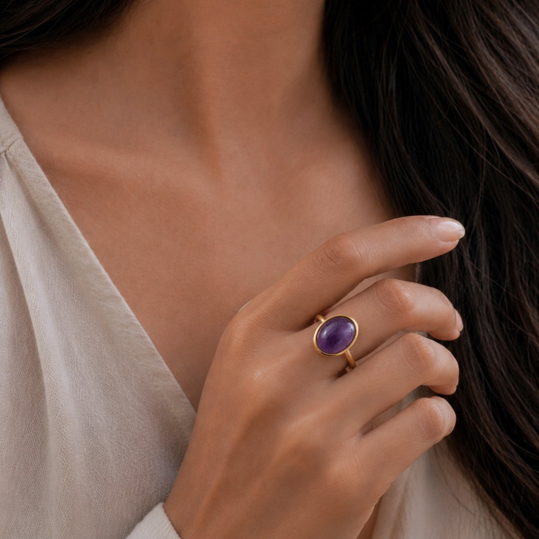 Amethyst Aura Ring – Calm & Inner Balance