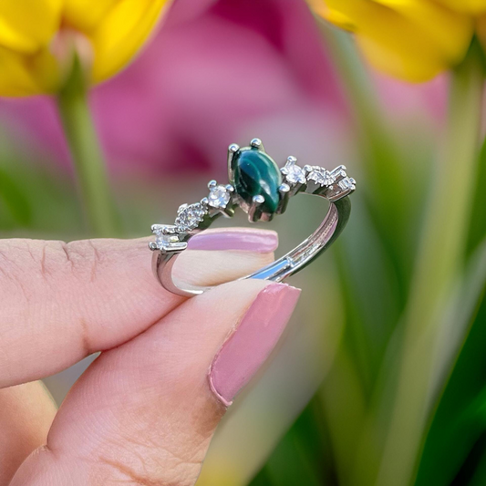 Malachite Adjustable Marquise Ring