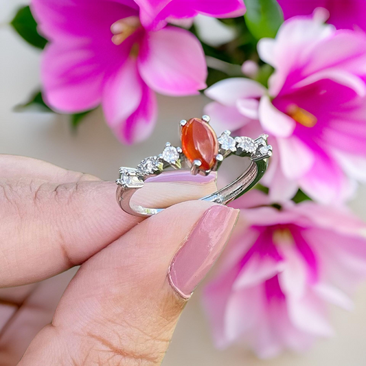 Carnelian Adjustable Marquise Ring