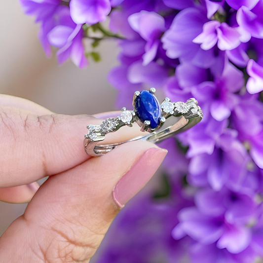 Lapis Lazuli Adjustable Marquise Ring