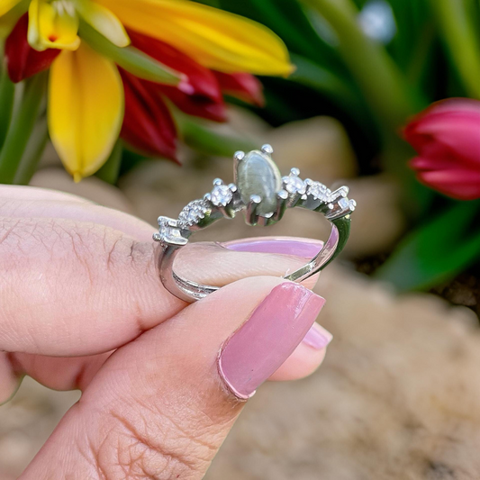 Labradorite Adjustable Marquise Ring