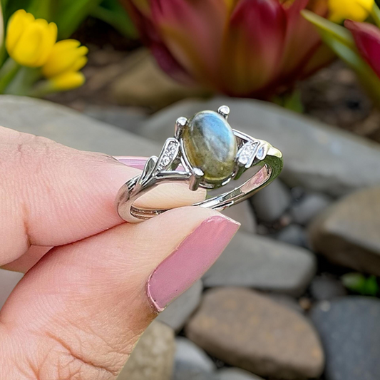 Labradorite Adjustable Oval Ring