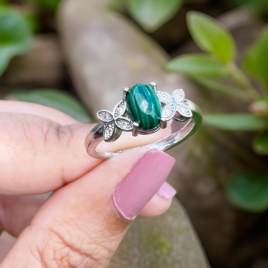 Malachite Adjustable Butterfly Ring