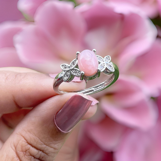 Rhodochrosite Adjustable Butterfly Ring