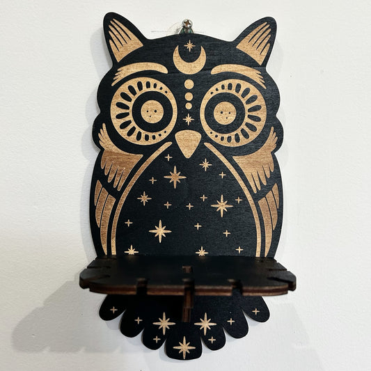 Owl Mini Wooden Crystal Shelf