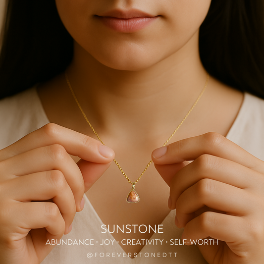 Sunstone Mini Faceted Pyramid Pendant Necklace