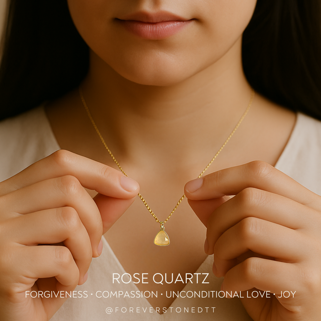 Rose Quartz Mini Faceted Pyramid Pendant Necklace