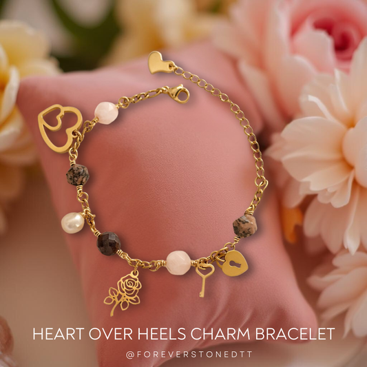 Heart Over Heels Stainless Steel Charm Bracelet