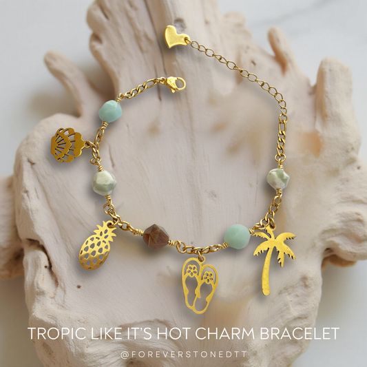 Tropic Like It's Hot Stainless Steel Charm Bracelet