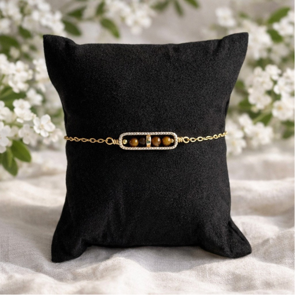 Tiger's Eye Minimalist Bar Bracelet