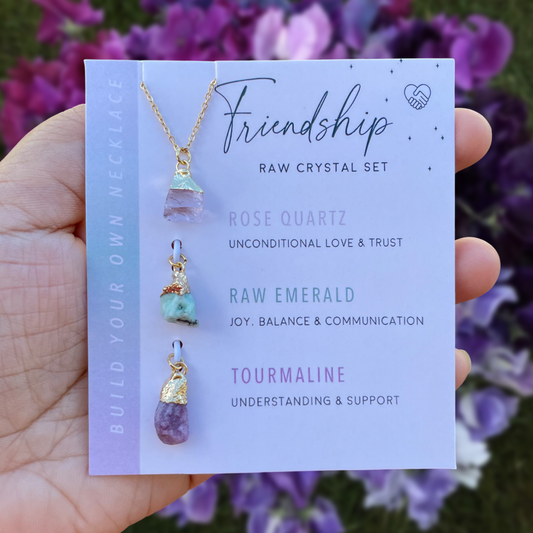 Friendship Intention Setting Mini Raw Crystal Pendant Set