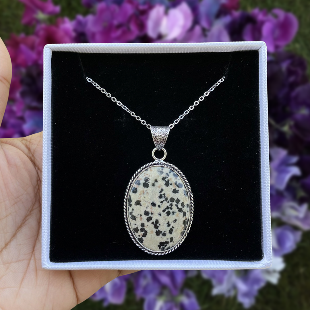 Dalmatian Jasper Vintage Pendant Necklace