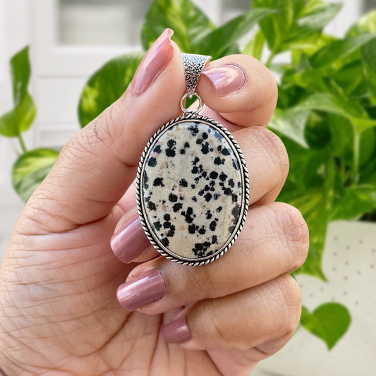 Dalmatian Jasper Vintage Pendant Necklace
