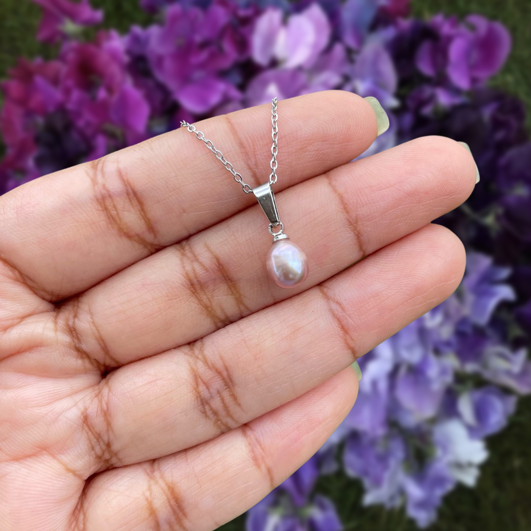 Freshwater Pearl Mini Pendant Necklace - Lilac