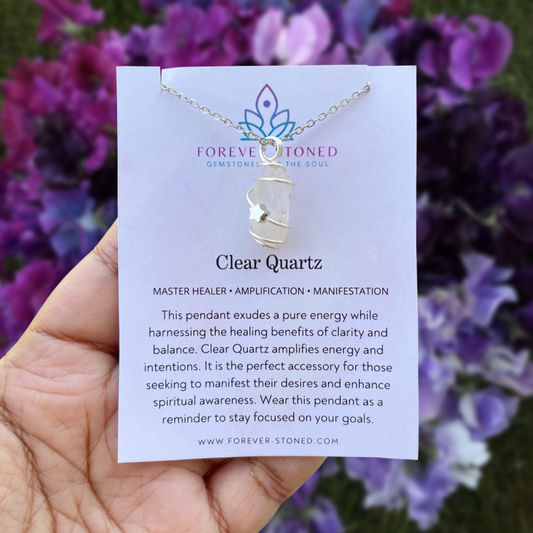 Clear Quartz Asteria Mini Raw Stone Pendant Necklace