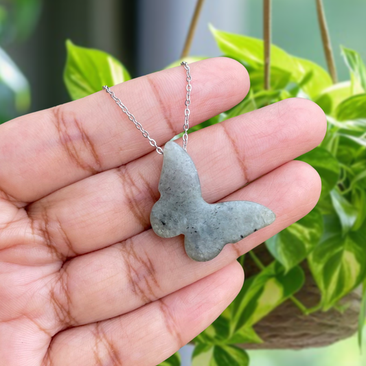 Labradorite Butterfly Pendant Necklace