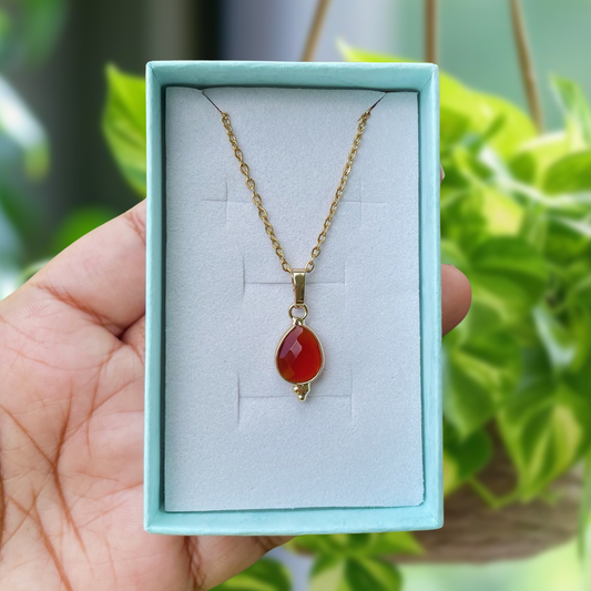 Carnelian Mini Teardrop Pendant Necklace