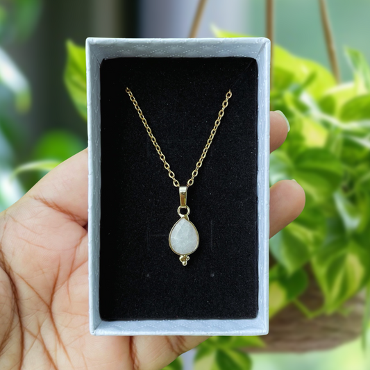 Moonstone Mini Teardrop Pendant Necklace