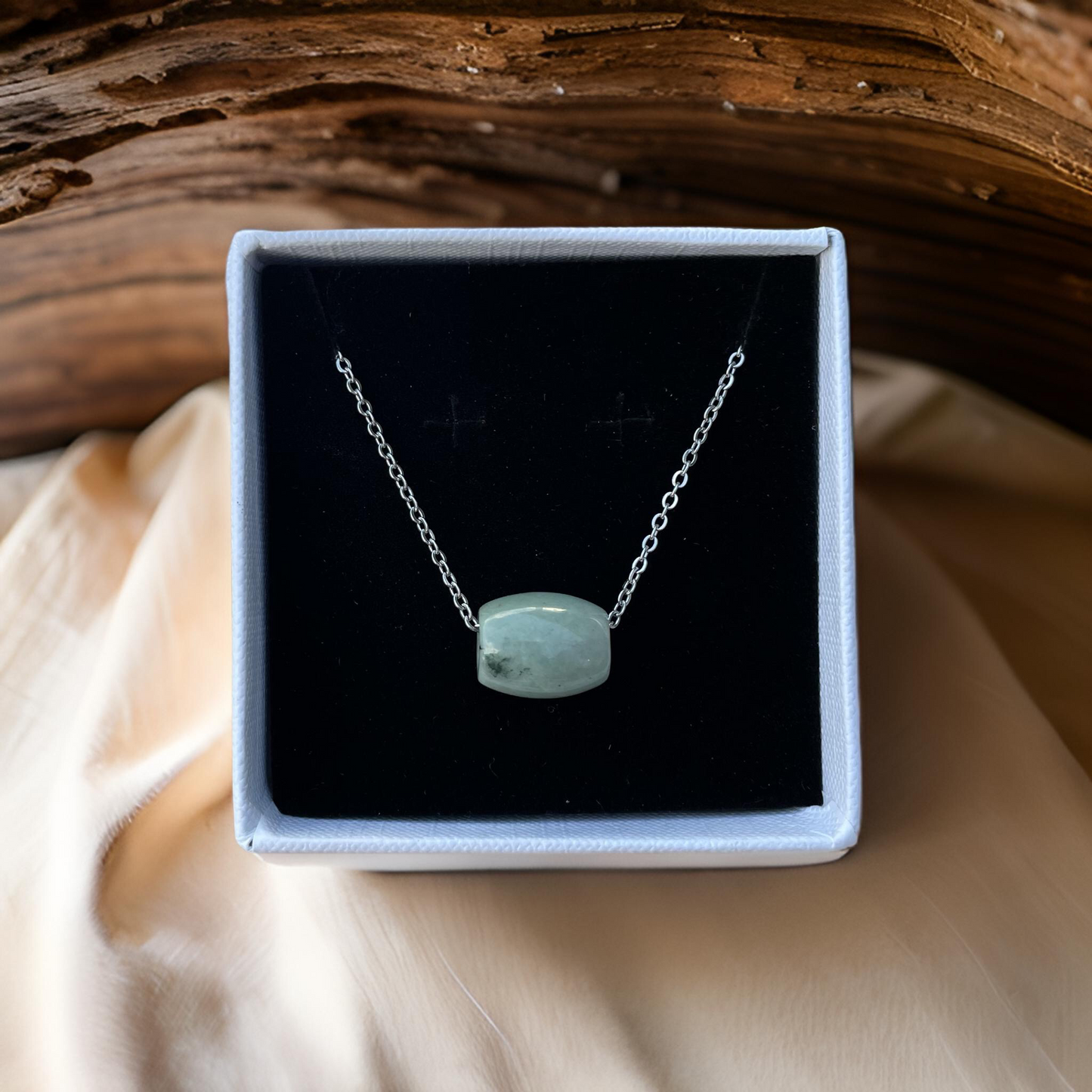 Burmese Jadeite Minimalist Barrel Pendant Necklace