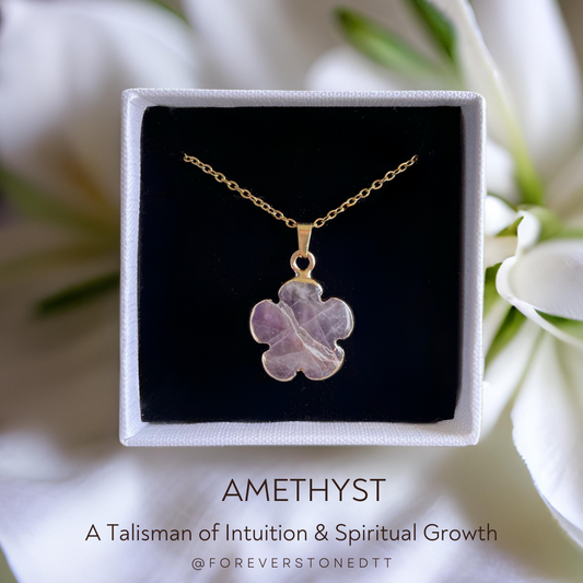 Amethyst Five-Leaf Clover Pendant Necklace