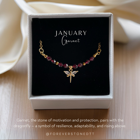 Garnet Minimalist Birthstone Bracelet