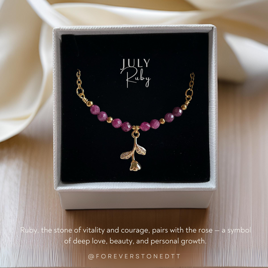 Ruby Minimalist Birthstone Bracelet