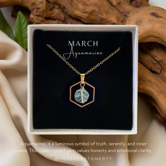 Aquamarine HexaCharm Pendant Necklace